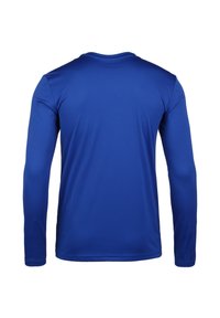 Langemouwige shirt in effen blauw, gemaakt van soepel, lichtgewicht stof, met een ronde halslijn en licht geribbelde manchetten.