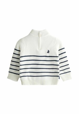 REGULAR FIT - STRIPE HALF ZIP - Svetrík - cream navy stripe