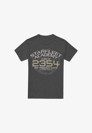 Dark gray T-shirt featuring white and yellow printed text: "STARFLEET ACADEMY CLASS OF 2354 SAN FRANCISCO, EARTH" with a circular design.