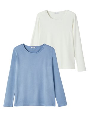2 PACK  - T-shirt à manches longues - lot bleu   écru