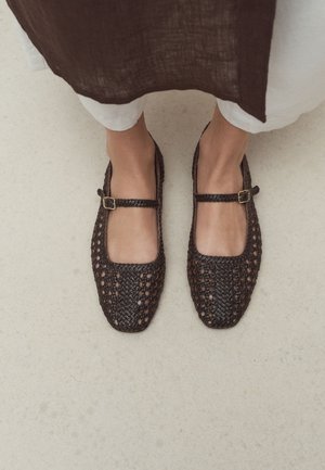 Next, Ankle strap ballet pumps - chocolate brown