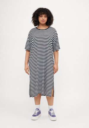 NMMAIDEN 2/4 DRESS CURVE - Jerseyjurk - black/white