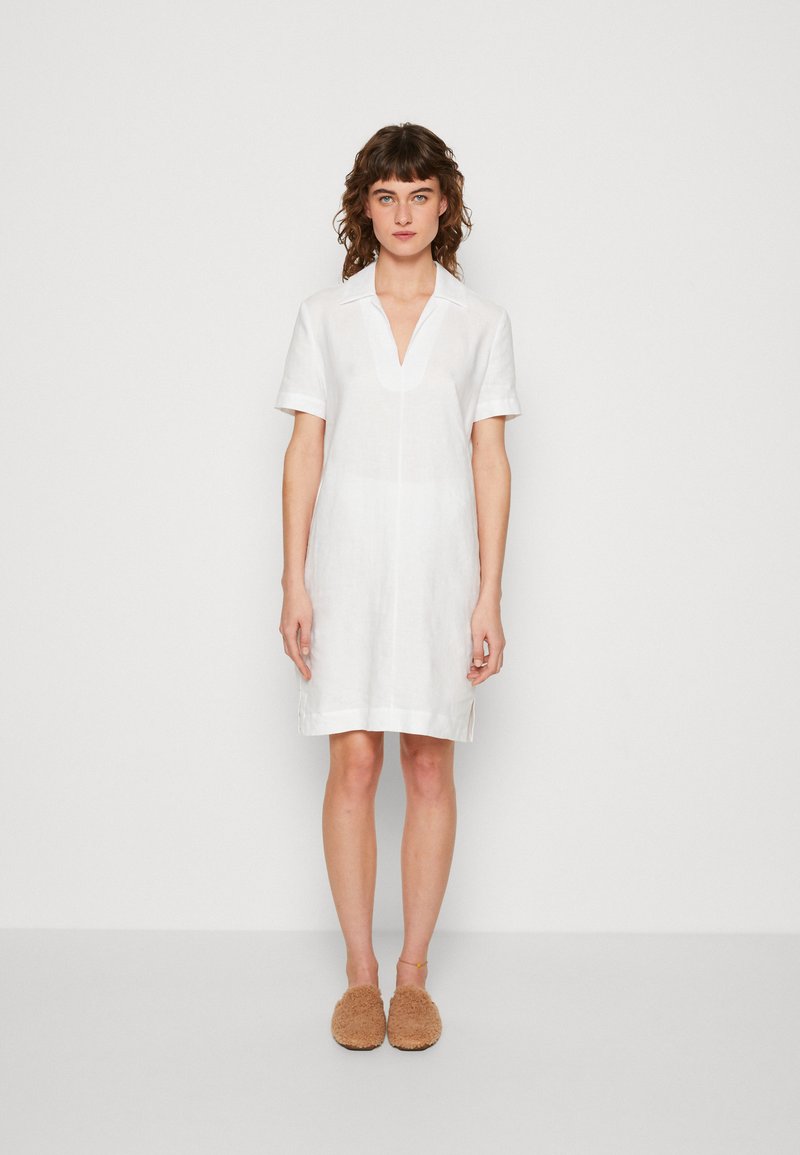 Calvin Klein LINEN SHORTSLEEVE MINI DRESS Day dress bright white