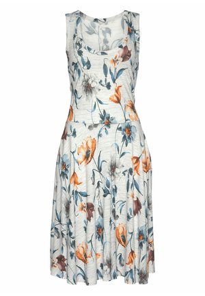 LASCANA Vestito di maglina - grau-meliert-bedruckt