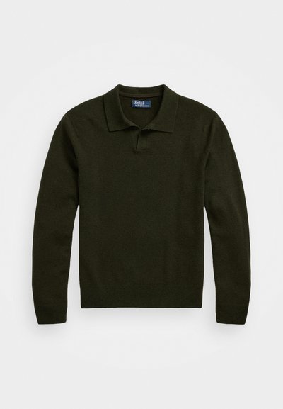 Polo Ralph Lauren WOOL JOHNNY COLLAR JUMPER - Πουλόβερ - leaf green heather