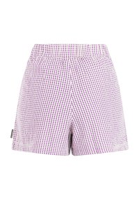 Lila-weiß karierte Shorts mit elastischem Bund, entspannter Passform und einem dezenten Logotag an der Seite.
