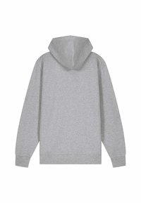 Felpa grigia con cappuccio, maniche lunghe e orlo dritto. Realizzata in un materiale morbido con una consistenza liscia e senza motivi o dettagli visibili.