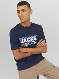 Jack & Jones JCODUST CREW NECK - Camiseta estampada - navy blazer
