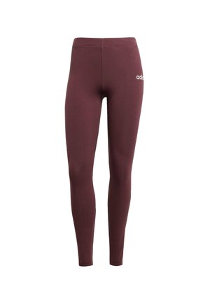 Leggings bordeaux realizzati in materiale elasticizzato, con una finitura liscia e un bordo elastico in vita, accentuati da un piccolo logo bianco sul lato.