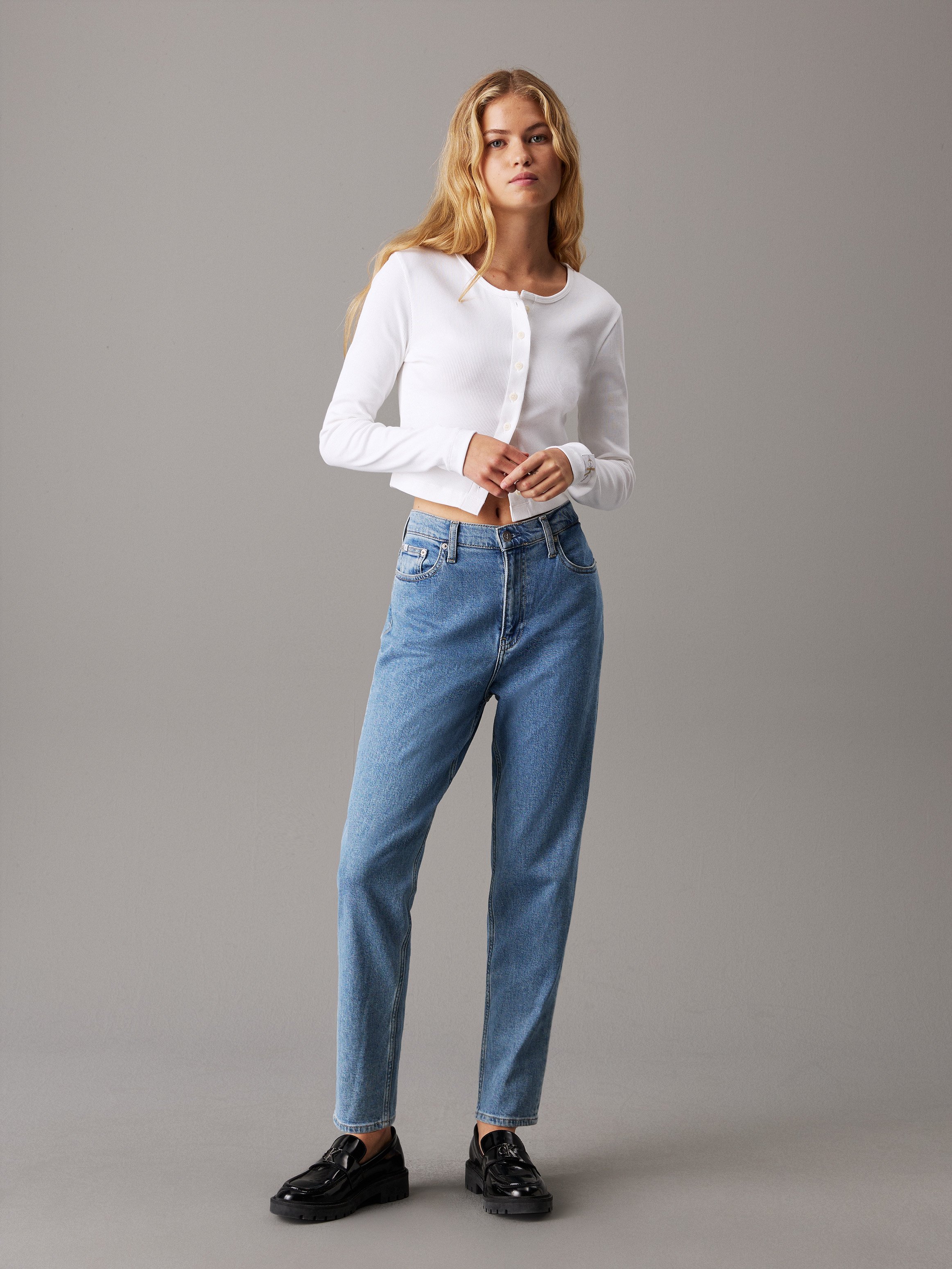 ★CARLYN★ Lien Denim H74108010_3colors Jeansy damskie niebieskie Wide Leg Cropped P 516-008