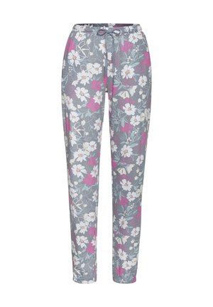 Pyjama bottoms - grau rosa geblümt
