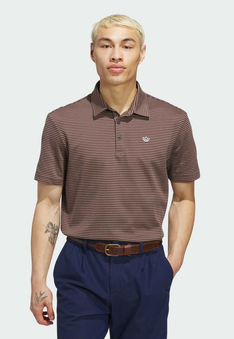 adidas Performance STRIPE - Polo - trace brown dark brown