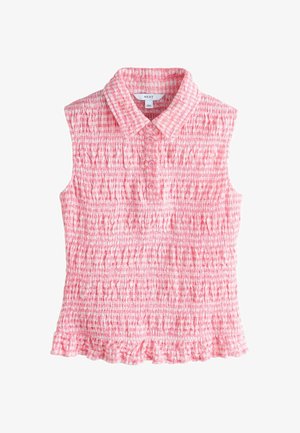 Next, REGULAR FIT - SHIRRED SLEEVELESS POLO TOP . - Polokošeľa - pink gingham