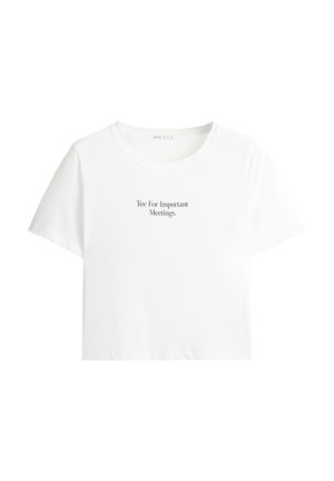 OYSHO, REGULAR-FIT SLOGAN - T-shirt print - white