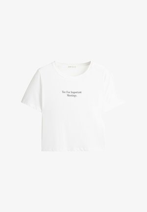 OYSHO, REGULAR-FIT SLOGAN - T-shirt print - white