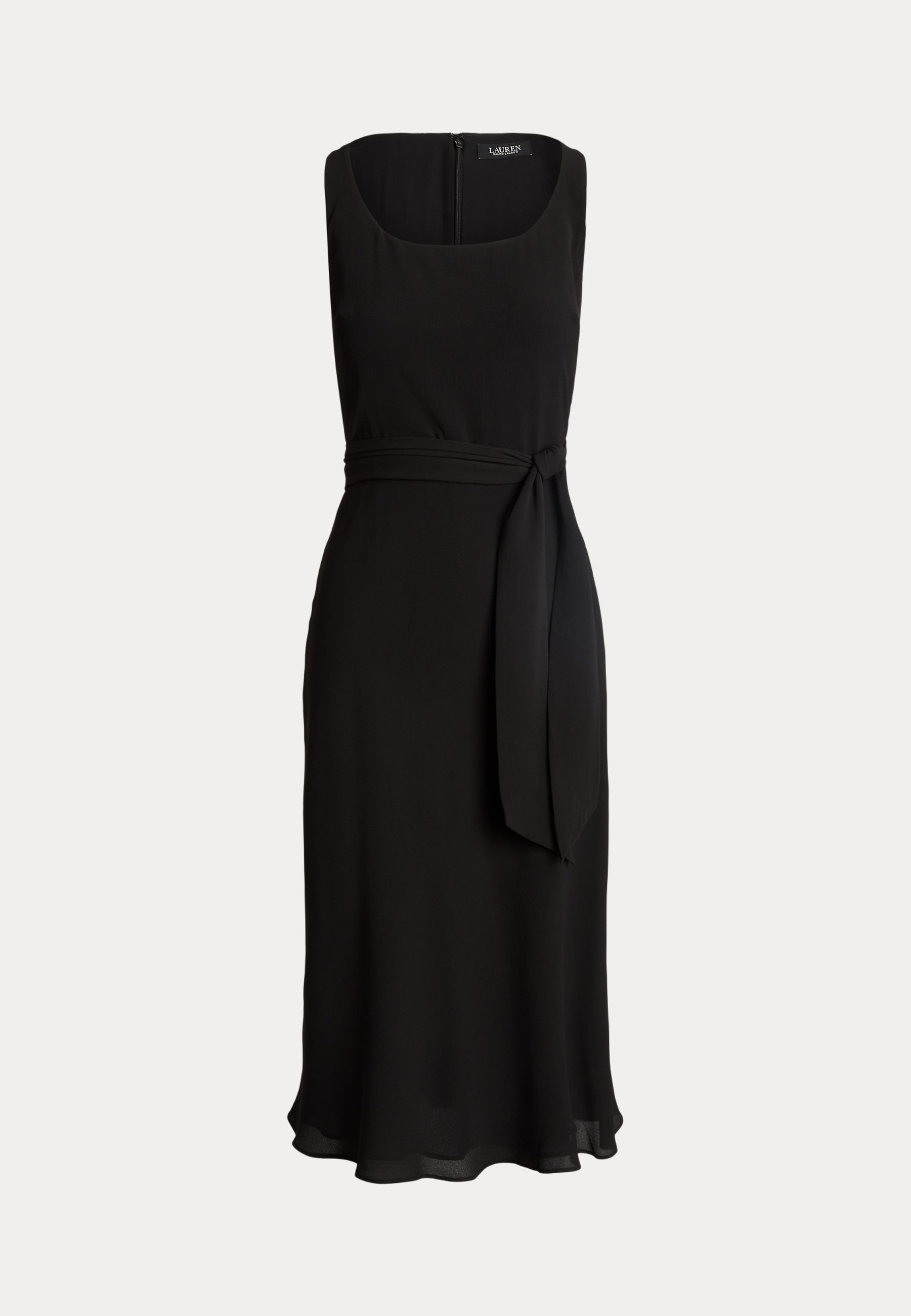 【Lauren Ralph Lauren】Belted Crepe Sleeveless Dress Lauren Ralph Lauren Belted Crepe Sleeveless Dress in Black