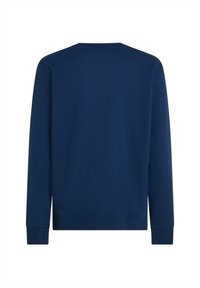 Tumesinist pusa pikkade varrukatega, ümar kaelus ja soonikuga mansettidega. Valmistatud pehmest kangast, millel on sile tekstuur ja ilma nähtavate mustriteta.