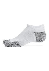 Weiße Knöchelsocke mit einem strukturierten schwarz-weißen Muster an der Zehen- und Fersenpartie. Hergestellt aus einem dehnbaren Strickstoff. Verfügt über ein niedrig geschnittenes Design.