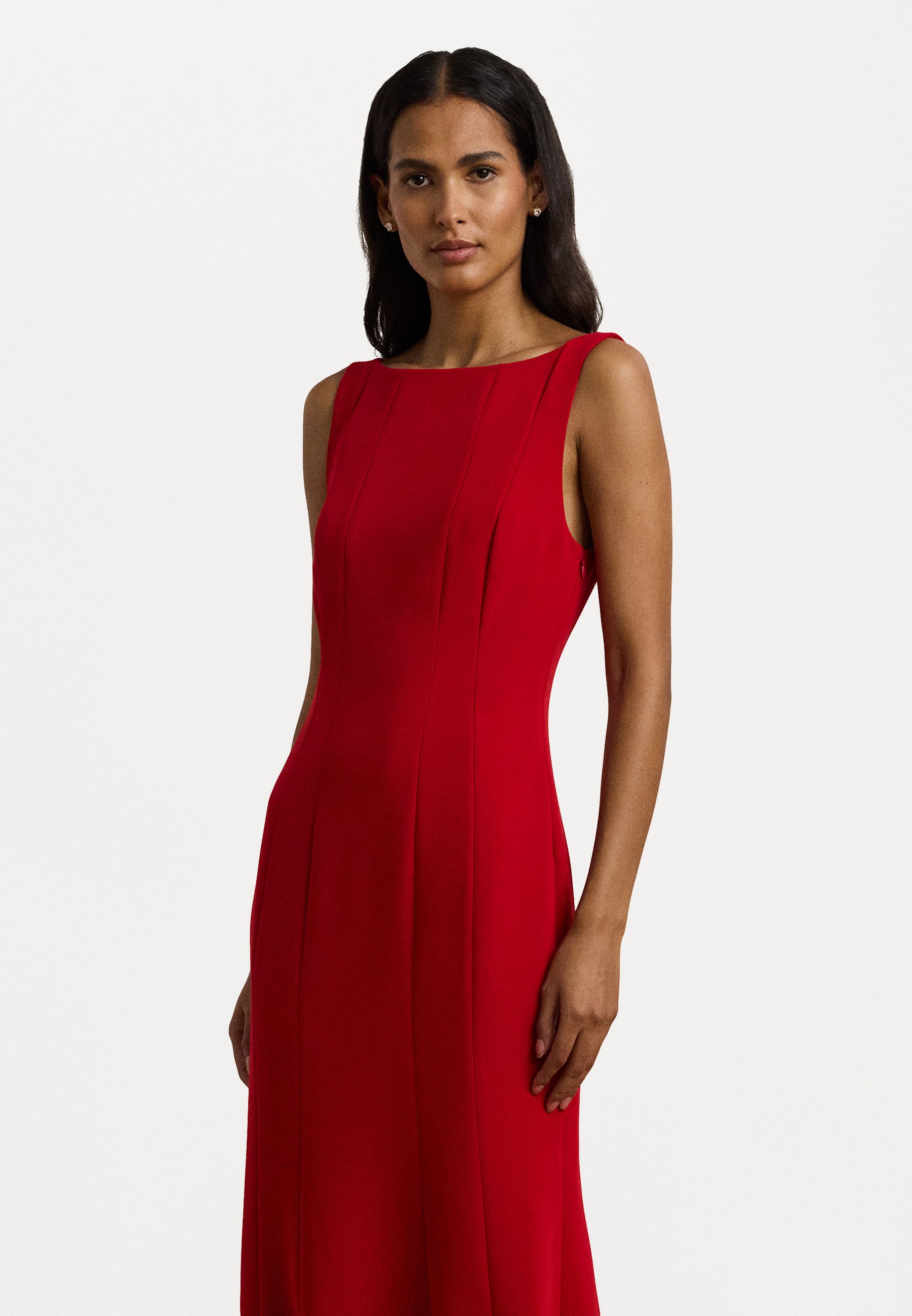 strapless open back dress Red Halter Plunge Neck Christmas Party Dress With Frill Hem – Styledup.co.uk