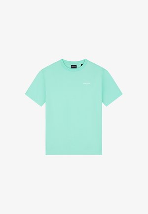 Kort mouw T-shirt in muntgroen met ronde hals en een kleine witte "BALLIN"-logo op de linkerborst.