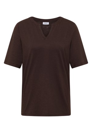 Cecil, T-SHIRT MIT SPLIT NECK IN UNIFARBE - T-shirt basique - brown cacao