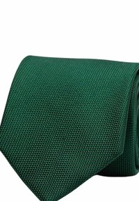 Grön texturerad slip med ett vävt mönster. Har en avsmalnande ände och slät tyg, designad för formella tillfällen.