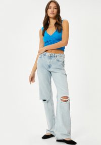 Koton ŞAHIKA ERCÜMEN - DRAPED CROP TANK - Blusa - blue