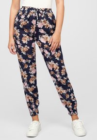 Cloud 5ive MIT BÜNDCHEN 2-POCKETS ROSEN PRINT - Joggebukse - navy