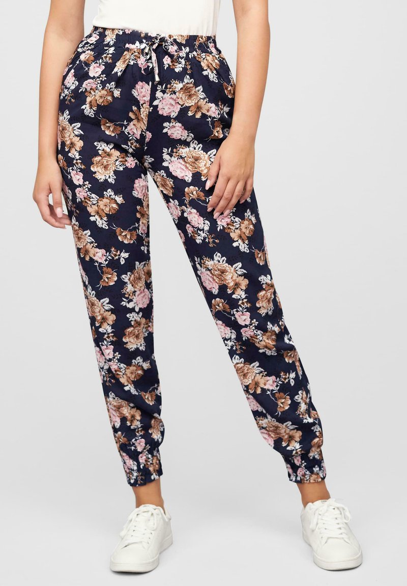 Cloud 5ive MIT BÜNDCHEN 2-POCKETS ROSEN PRINT - Joggebukse - navy