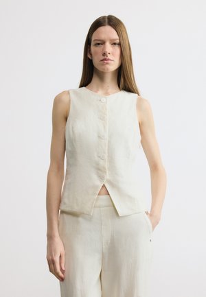 BUTTON FRONT VEST SPLIT HEM - Mellény - ivory