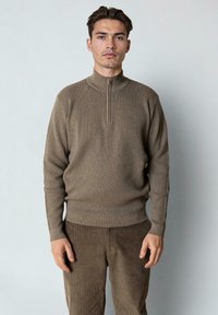 Clean Cut Copenhagen OSCAR HALF-ZIP  - Strikkegenser - brindle melange