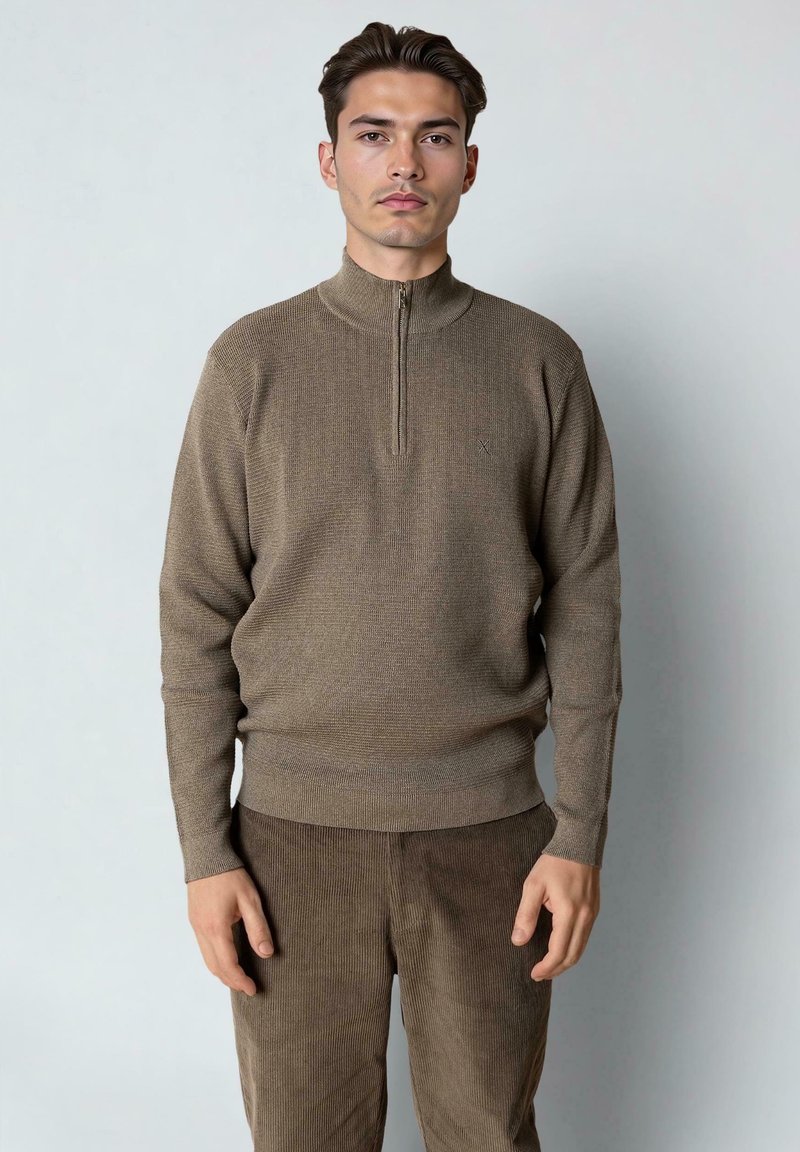 Clean Cut Copenhagen OSCAR HALF-ZIP  - Strikkegenser - brindle melange