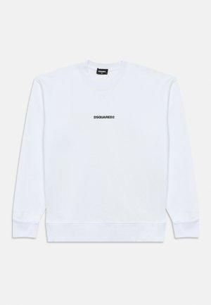 Bela bombažna majica z dolgimi rokavi. Ima okrogel izrez, dolge rokave in majhen črn napis "DSQUARED2" na prsih. Mehka tekstura.