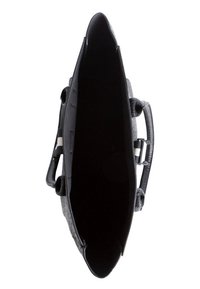 Svart läder tote-väska med en strukturerad utsida, rymligt inre, dubbla handtag och minimal inredningsdetaljering.