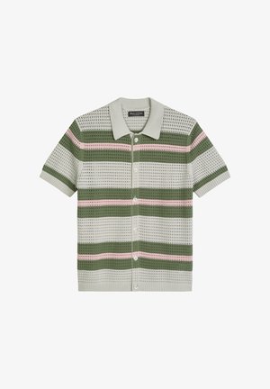 Marc O'Polo, SHIRT, LS, BUTTONED, CROCHET STRUCTURE WITH STRIPE RAPPORT, TRI-COLORED - Hemd - grey kit
