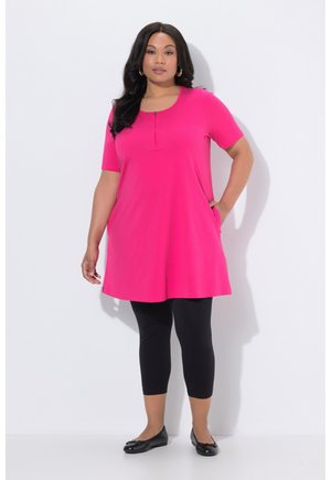 LONG RITSSLUITING A-LIJN RONDE HALS HALVE MOUWEN - T-shirt basique - pink