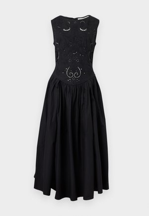 BRODERIE EMBROIDERED MIDI DRESS - Nappali ruha - black