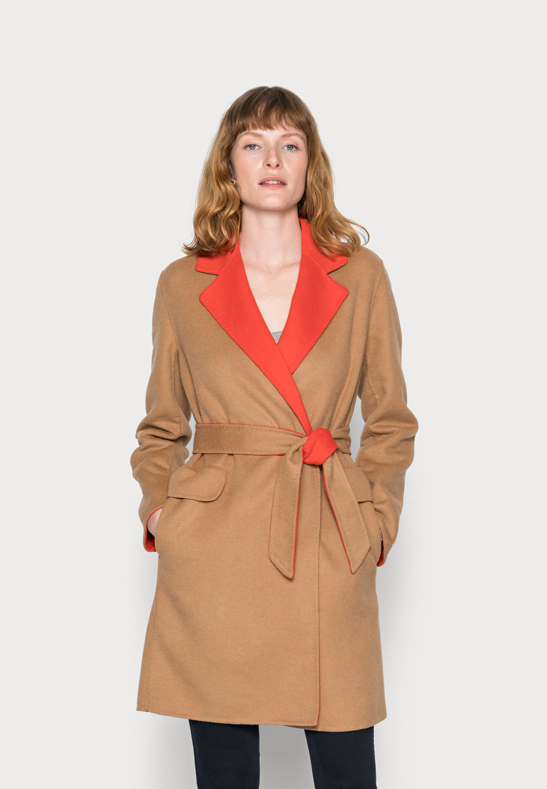 khaki belted coat
