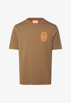 Scotch & Soda LEFT CHEST ARTWORK - Triko s potiskem - taupe
