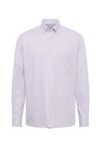 Overhemd met knopen in een lichtpaars en wit geruit patroon. Voorzien van een kraag, lange mouwen en een borstzak. Gemaakt van een katoenmix.