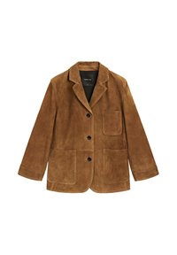 WITH POCKETS - Leather jacket - camel