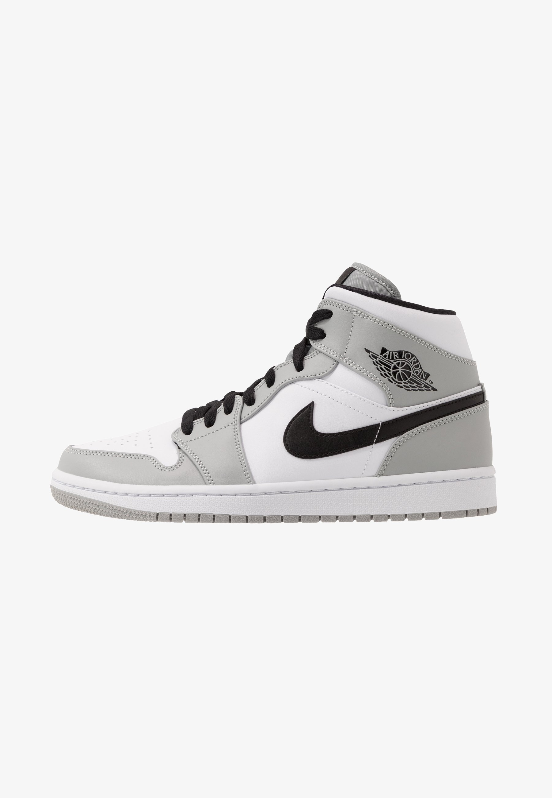 Jordan Air 1 Mid High Top Trainers Light Smoke Grey Black White Light Grey Zalando Co Uk