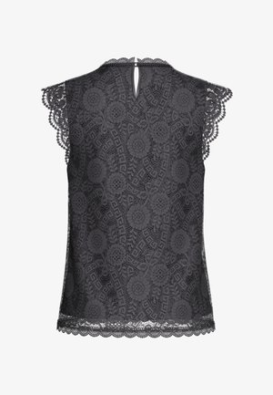 Hallide must pitsakk, millel on lillemuster, lainelised varrukad, ümar kaelus ja nupp seljal.