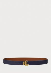 LOGO REVERSIBLE PEBBLED LEATHER BELT - Bälte - refined navy/lauren tan