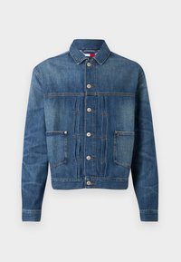 PLEATED TRUCKER JACKET - Spijkerjas - denim medium