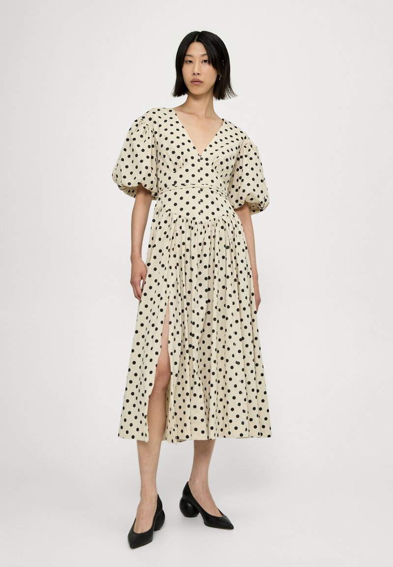 Cinq à Sept POLKA DOT STASSIE DRESS - Denné šaty - gardenia/black