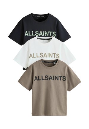 LOGO CREW NECK 3 PACK - T-shirt print - black brown