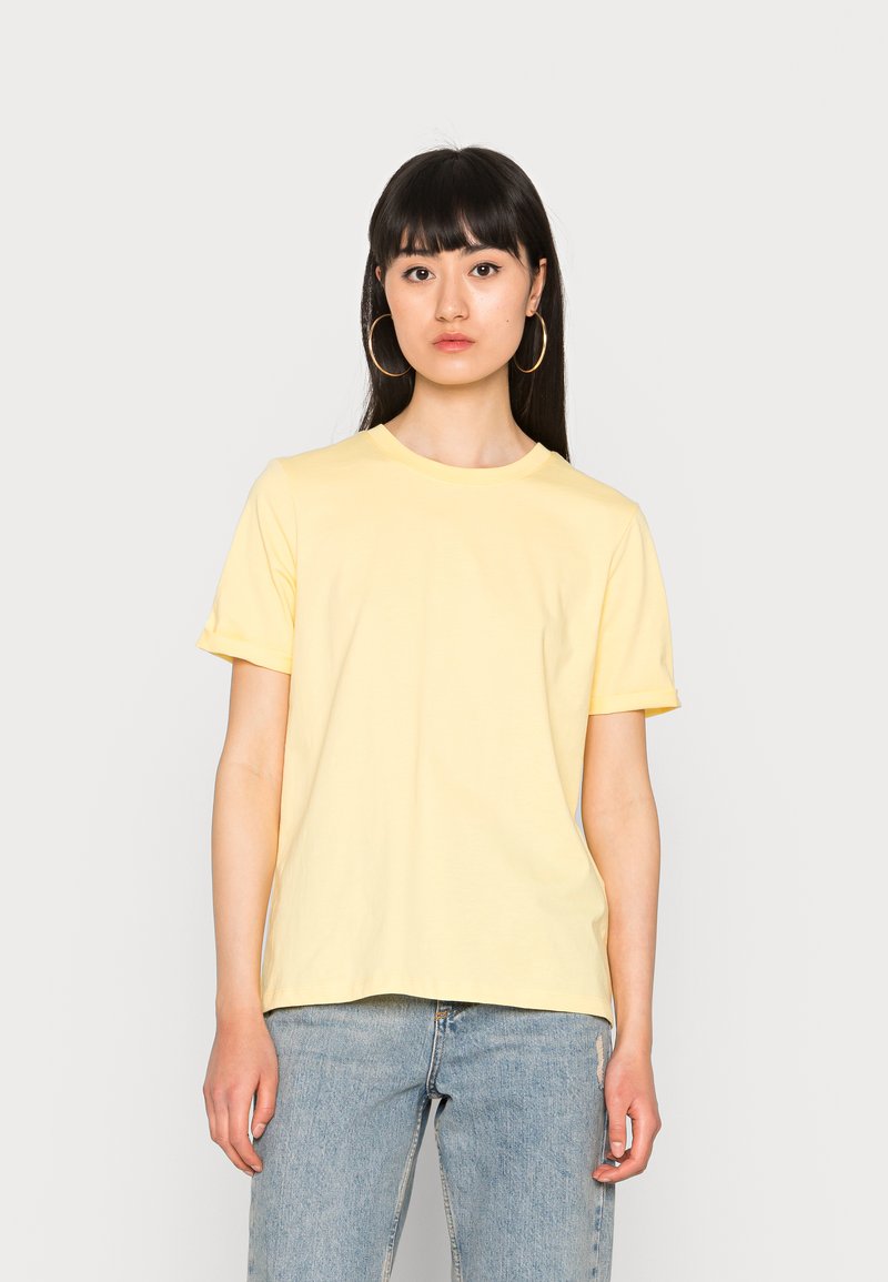 Pieces PCRIA FOLD UP SOLID TEE - T-shirt básica - popcorn