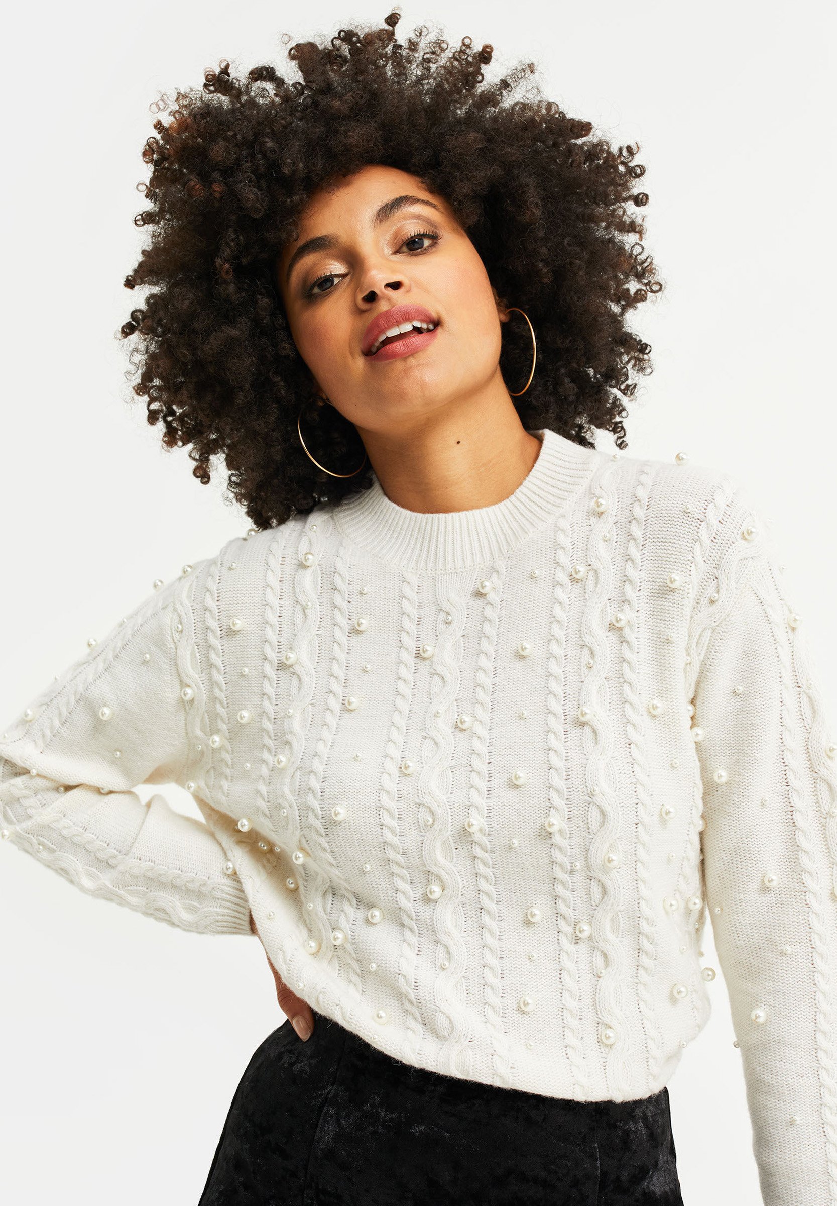 Dames trui off white gestreept viscose ronde hals 1/2 mouw - MOSCOW - The  Clothed