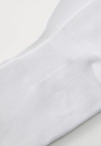 Weiße Socken mit einer kombinierten Textur aus glatten und perforierten Abschnitten, die für Komfort und Atmungsaktivität ausgelegt sind.